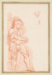 Soldat in antiker Kleidung mit Profilstudien von Jean Robert Ango