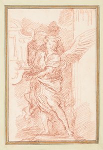 Geflügelte Figur zwischen Fenster und Säule von Jean Robert Ango