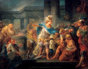 Alexander durchtrennt den Gordischen Knoten, spätes 18. bis frühes 19. Jahrhundert