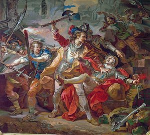 Der Mord an Etienne Marcel (ca. 1316-58), Entwurf für einen Gobelins-Teppich, 1783 von Jean Simon Berthelemy