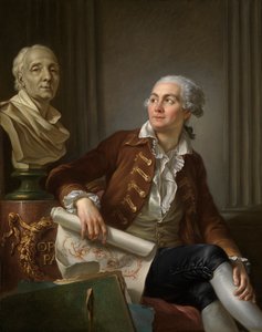 Porträt eines Mannes mit Büste von Denis Diderot von Jean-Simon Berthelemy