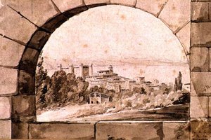 Ansicht der Stadt und des Sees von Bracciano, ca. 1810 von Jean Thomas Thibault