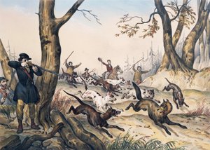 Wolfsjagd, Gravur von Jean Victor Adam