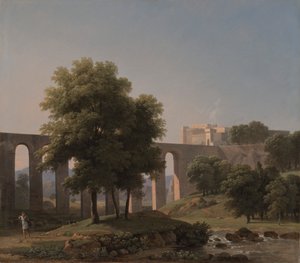Ein Aquädukt in der Nähe einer Festung von Jean Victor Bertin