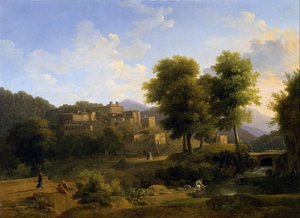 Ansicht einer Stadt in den Sabiner Bergen von Jean Victor Bertin