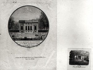 Ansicht eines Pavillons in Louveciennes, gebaut von Claude-Nicolas Ledoux (1736-1806) für Madame du Barry von Jean Testard