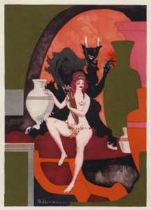 Die Liebesbücher von Ovid: Liebe, mit geröteten Wangen, hält in ihren zarten Armen die Amphore des Bacchus