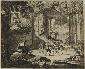 Tanz der Hirten in antiken Ruinen von Jean le Pautre