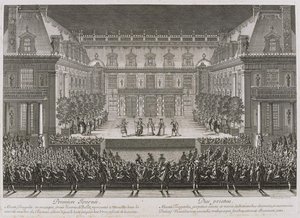 Jean-Baptiste Lullys Oper Alceste wird im Marmorhof des Schlosses von Versailles aufgeführt