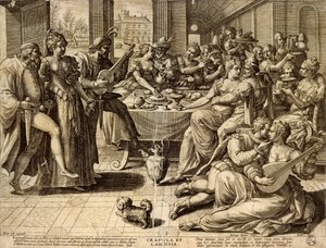 Abendessen von Jean or Johann Sadeler