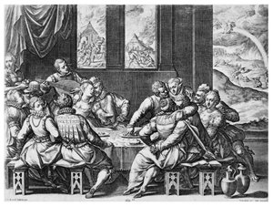 Leben am Hofe von Katharina de Medici (1519-89), 16. Jahrhundert von Jean or Johann Sadeler