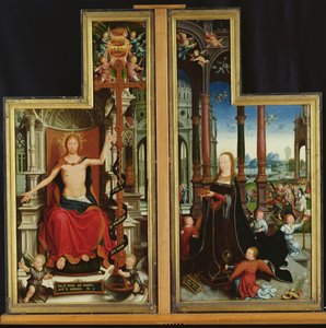 Polyptychon der Verherrlichung der Heiligen Dreifaltigkeit, Tafeln mit Christus auf dem Thron und der Jungfrau, 1509-15