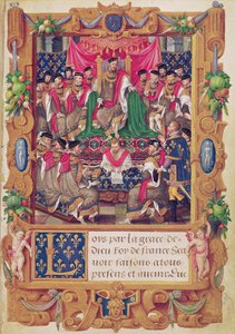 Henri II. leitet ein Kapiteltreffen des französischen Ritterordens Saint-Michel von Jean the Elder Cousin