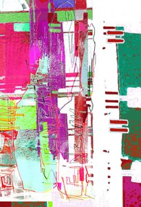 Lebendiger Glitch-Abstrakt von Jenja Braun