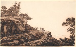 Berglandschaft mit Leuten und Eseln auf einem Weg von Jens Juel