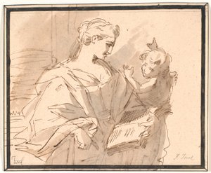 Eine Heilige mit einem Buch und einem Putto von Jens Juel