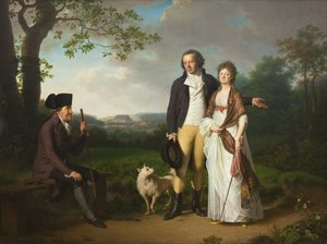 Niels Ryberg mit seinem Sohn Johan Christian und seiner Schwiegertochter Engelke, geb. Falbe von Jens Juel