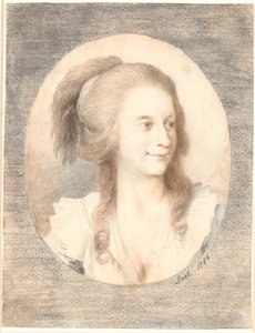 Porträt von Pastorin Nicolai Bierfreund, geborene Henriksen (oval, Dreiviertelprofil nach rechts) von Jens Juel