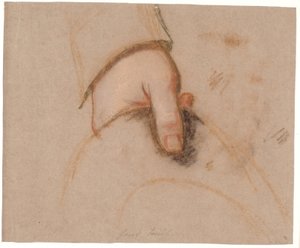 Studie für das Rybergsche Familienbild; Johan Christian Rybergs linke Hand, die einen Hut hält von Jens Juel