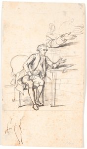 Studie zum Holmskiold-Familienbild von 1787: Geheimer Rat Theodor Holmskiold sitzt an einem Tisch