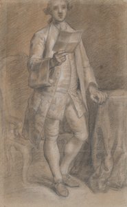 Studie zu einem Porträt eines stehenden Mannes mit einem Papier in der Hand von Jens Juel