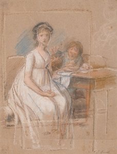 Entwurf für eine Porträtgruppe. Regine Sophie Tutein, geb. Wraatz mit ihrem Sohn Peter von Jens Juel