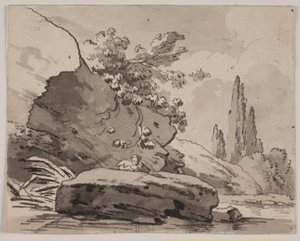 Felsen und Zypressen