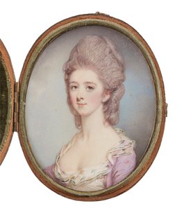 Porträtminiatur einer Dame von Jeremiah Meyer
