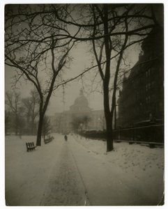 State House im Sturm, Boston, USA, ca. 1902-10
