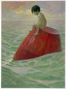Tom saß lange Tage auf der Boje, aus Die Wasserkinder von Charles Kingsley, veröffentlicht 1916 von Jessie Willcox Smith