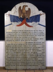 Inschrift auf Holz: Jüdisches Gebet auf Französisch für Kaiser Napoleon III. 19. Jahrhundert Elsass von Jewish School