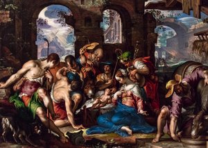 Die Anbetung der Hirten von Joachim Anthonisz. Wtewael