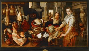 Jesus Christus im Haus von Martha und Maria von Joachim Bueckelaer