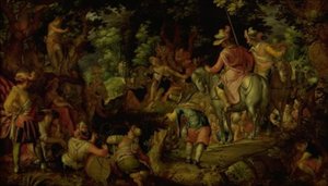 Johannes der Täufer predigt im Wald von Joachim Wtewael or Utewael