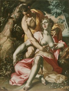 Cephalus und Procris (Der Tod von Procris), um 1595–1600 von Joachim Wtewael or Utewael or Wyewael