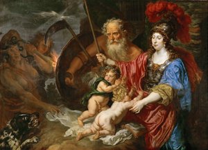 Barock: Minerva und Saturn schützen Kunst und Wissenschaft vor Neid und Falschheit