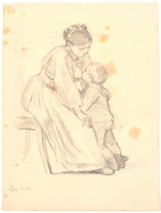 Eine Mutter stillt ihren 4-5 Jahre alten Sohn von Joakim Frederik Skovgaard