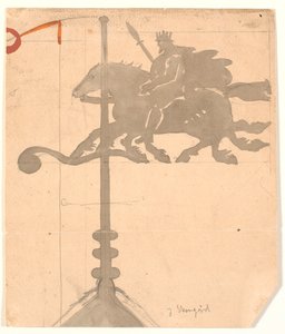 Odin auf Sleipnir. Wetterfahne an der Vallekilde Hochschule von Joakim Frederik Skovgaard