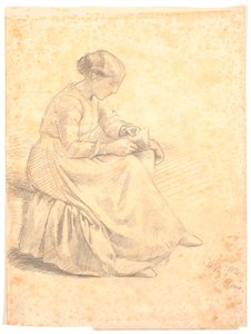 Sitzende, lesende Frau