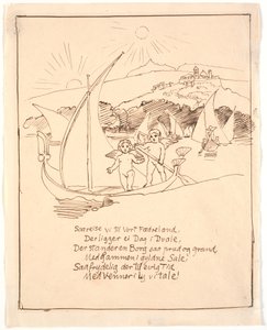 Entwurf zur letzten Illustration mit den Engelkindern im Boot von Joakim Frederik Skovgaard