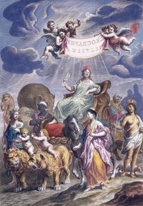 Eine allegorische Platte mit Titel, Geographia Blaviana, ca. 1662-1667
