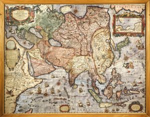 Kartographie, Karte von Asien. Aus dem Atlas von Joan Blaeu (1596-1673), gedruckt 1686 von Joan Blaeu