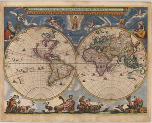 Doppelhemisphärenkarte der Welt von Joan Blaeu