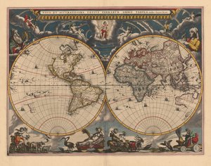 Doppelhemisphärenkarte der Welt, 1662