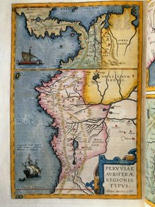 Goldreiche Regionen Perus, Band VII, Atlas Maior, von Joan Blaeu (1596-1673), Kupferstich, 57,5x39 cm, Amsterdam von Joan Blaeu