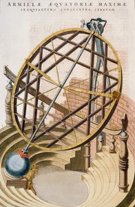 Große äquatoriale Armillarsphäre entworfen von Tycho Brahe, Illustration aus Le grand atlas ou Cosmographie blaviane (Atlas Maior)