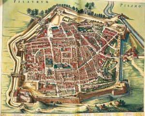 Italien, Karte von Pesaro aus Theatrum civitatum et admirandorum Italiae von Joan Blaeu