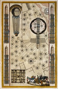 Winden zum Bewegen des Obelisken, Gravur aus Theatrum civitatum et admirandorum Italiae, von Joan Baleu (1596-1673) von Joan Blaeu