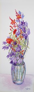 Agapantha companulatus und Crocosmia, 2015 von Joan Thewsey