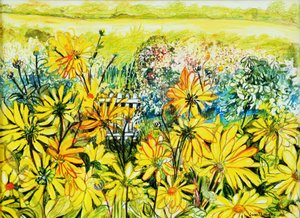 Gartentor durch Sonnenblumen gesehen, 2005